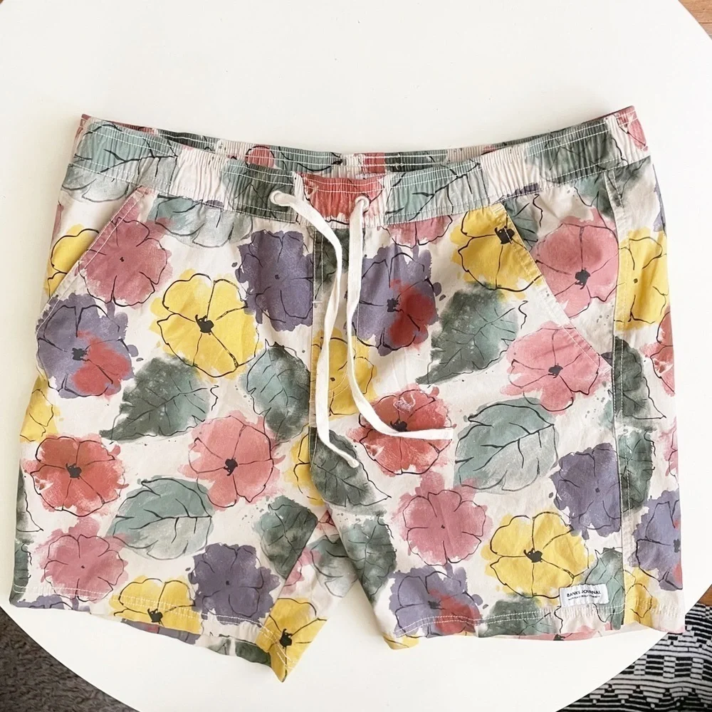 Banks Journal 7” Soho Flower Print Swim Board Short Men’s XL Lined